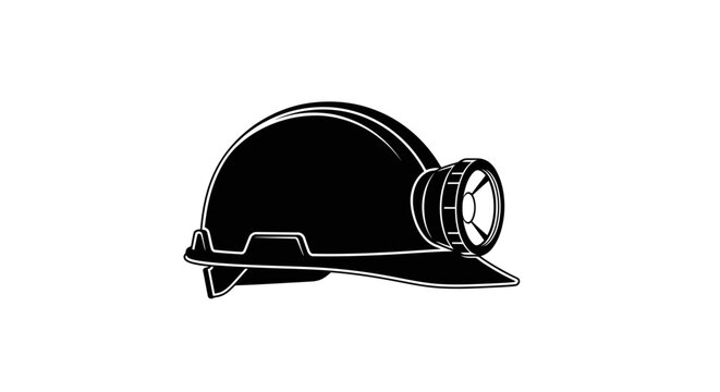hard hat with headlamp safety icon for mining construction and industrial websites logos and presentations - Powered by Adobe