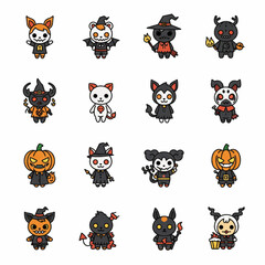 Cute Halloween Character Vector Set illustration