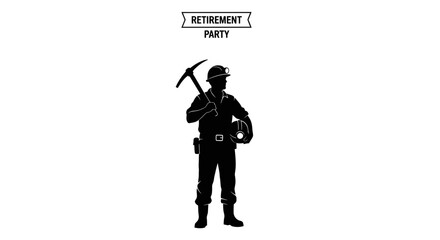 retiring miner silhouette perfect for retirement party invitations cards and commemorative designs