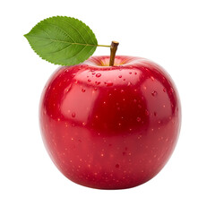 red apple with leaf