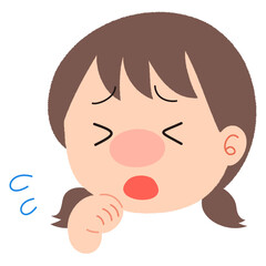 咳をする女の子のイラスト
