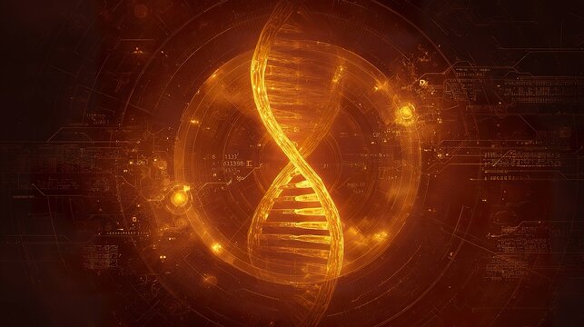 Abstract dna structure with digital code background