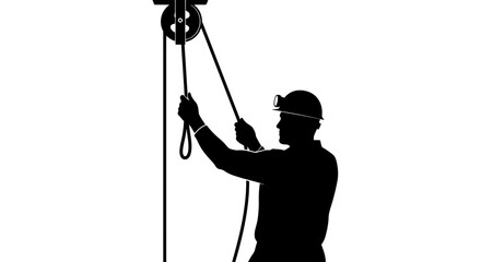 miner operating pulley system ensuring safe and efficient underground material handling