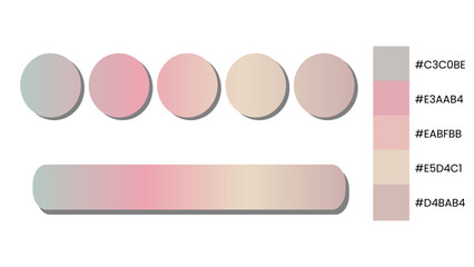 Elegant pastel color palette with muted tones of gray, pink, beige, and rose, perfect for branding, digital design, modern graphics, and creative visual projects.