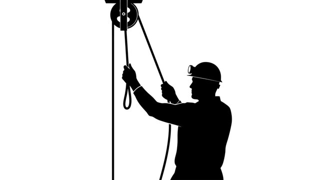 miner operating pulley system ensuring safe and efficient underground material handling