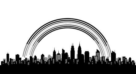 hopeful cityscape abstract rainbow arch over modern city skyline ideal for urban development progress and future concepts