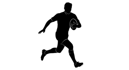 rugby player silhouette dynamic action shot for sports websites team logos and athletic apparel designs