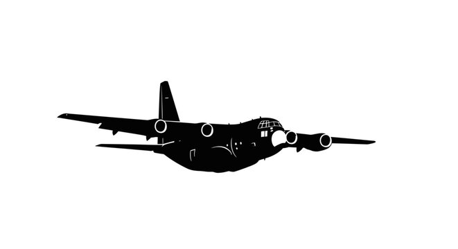powerful silhouette of a lockheed c hercules cargo plane in flight perfect for military aviation and transportation designs