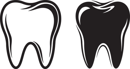 Black and white tooth vector illustration, dental icon design