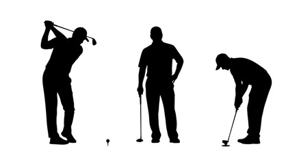 golf swing silhouettes drive approach and putt perfect for sports websites instructional materials and golfthemed designs