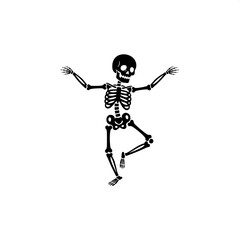 Obraz premium Solid black vector of a dancing skeleton