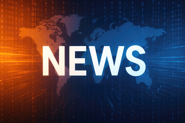 Breaking News Concept with World Map and Binary Data Split global international