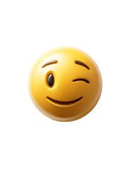 Fototapeta premium 3D Rendered Winking Yellow Emoji With Transparent Background, PNG