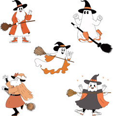 Cartoon Ghosts in Halloween Costumes