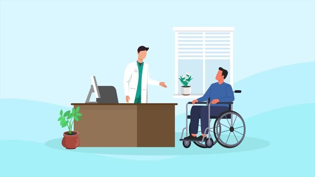 Inclusive Healthcare concept. Full length animation illustration. High quality&nbsp;4k&nbsp;footage
