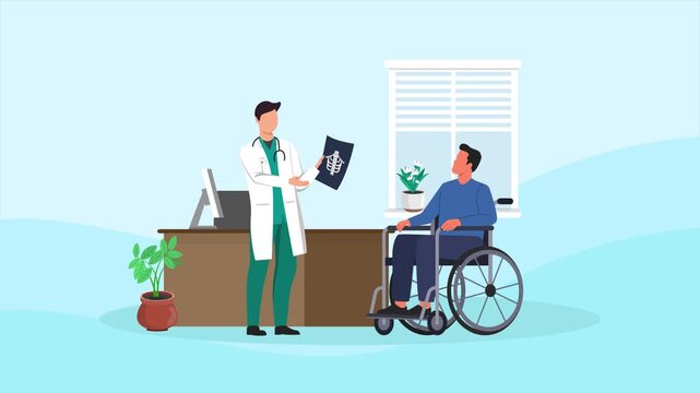 Inclusive Healthcare concept. Full length animation illustration. High quality&nbsp;4k&nbsp;footage