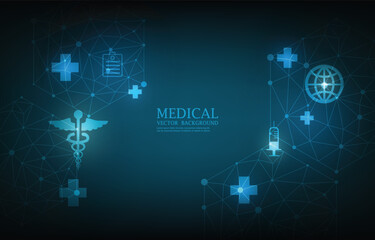 Fototapeta premium Futuristic medical technology background.hexagon polygon shape