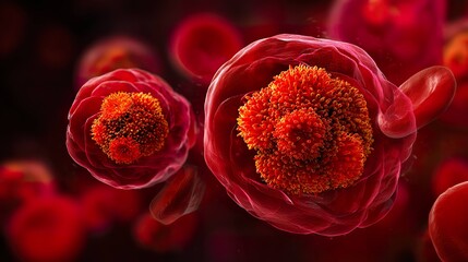 Fototapeta premium Closeup view of a cell structure with detailed internal components