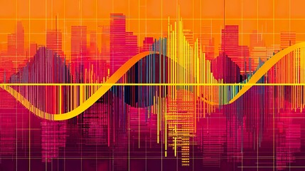 Colorful abstract city skyline graph