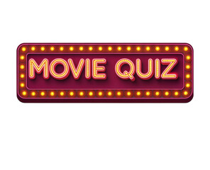 Neon Movie Quiz Signage with Bright Lights and Fun Atmosphere for Entertainment Events