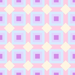 seamless pink pattern. The color palette is a soft and romantic combination of pink, baby blue, purple, and a pale cream, creating a harmonious and playful design.