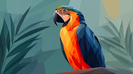 Fototapeta premium Colorful parrot low poly illustration