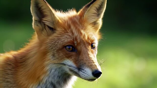Close-up portrait of a red fox in a natural setting.