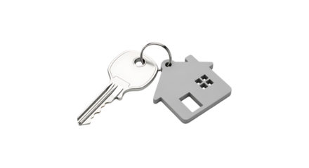 House Key with Keychain Isolated on Transparent Background