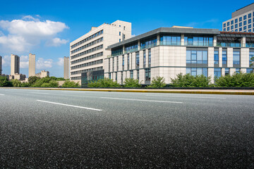 Modern Urban Landscape: Sleek Buildings Against a Clear Blue Sky
