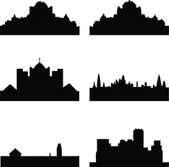 Obraz premium Silhouetted Skyline Depictions A Collection of Urban Landscapes and Architectural Profiles Captured in Striking Black and White Contrasts