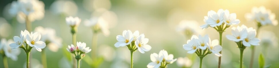 Soft-focus gypsophila blooms, delicate white flowers, summer wedding backdrop, romantic, white