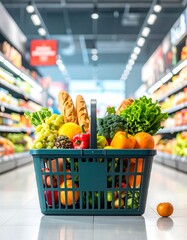Grocery basket full of fresh produce