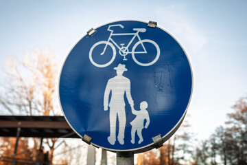 Closeup of the Austrian Getrennter Gehund Radweg traffic sign (bike and pedestrian path in german)...