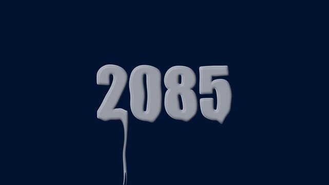 liquid text 2085 animation colorful background. glowing number text background 4k video animation. 2085 animation liquid text transparent background