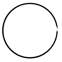 Bold black ink circle brush stroke illustration in Japanese Zen style for abstract background, meditation, balance, harmony, and design.
