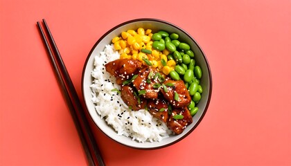 Teriyaki chicken bowl with rice and vegetables (1)