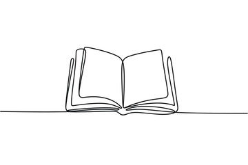 Minimalist single line drawing of an open book