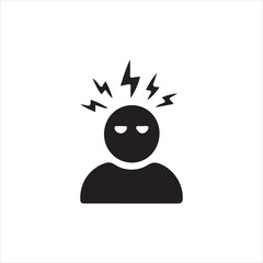 Person with headache or stress icon on white background pain migraine