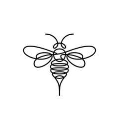 Minimalist single line drawing of a bee