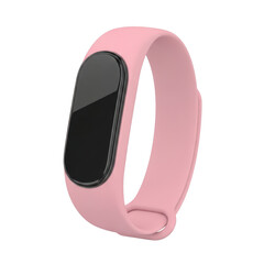 A pink fitness tracker isolated on transparent background