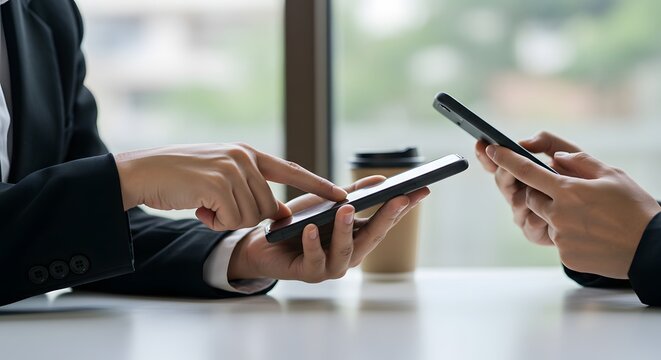 Business People Using Smartphones at Meeting
