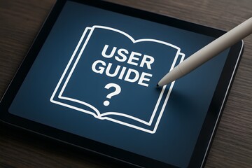 A digital guide interface displayed on tablet. 