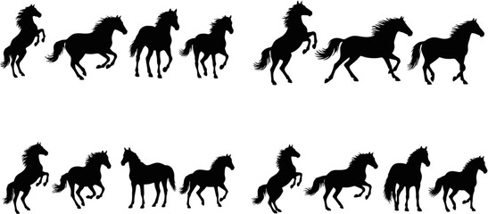 Naklejka premium Horse silhouettes vector set on white background