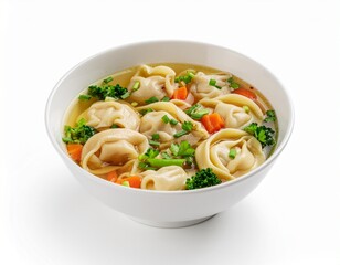Chinese wonton soup isolated on white background

