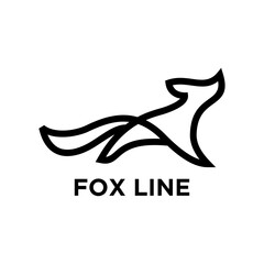Fox Line Art Design Logo on White Background
