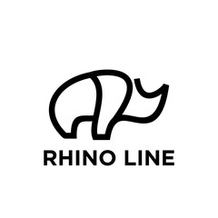 Obraz premium Rhino Line Logo Design - Animal Outline Icon
