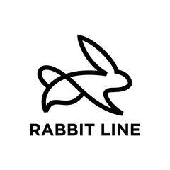 Rabbit Line Art Logo Design