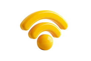 Vibrant yellow wifi symbol, modern technology and connection icon