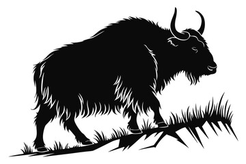 Yak animal sihouette black vector