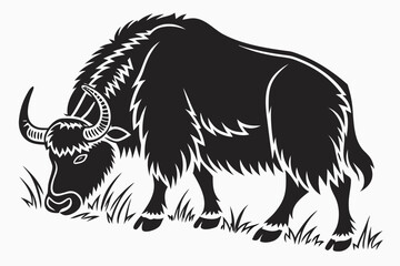 Yak animal sihouette black vector